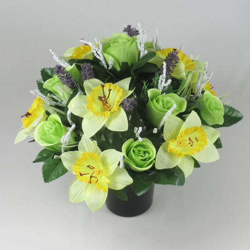 Just Because Flowers Spring Artificial/Silk Flower Arrangement in Grave Pot,