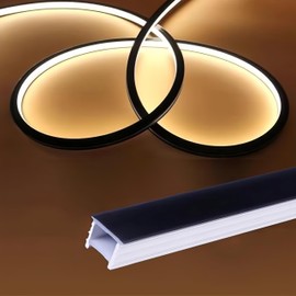 KSDLMPA 16.5Ft/5M Spotless Silicone LED Channel System with Flange, Wear Free Recessed Flexible Tube Black Cover for 10mm LED Strip Light Wall Ceiling Decor (14x14mm, LED Strip not Included)