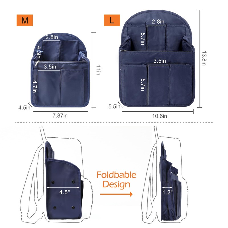 Surblue Backpack Organizer Insert Liner Hanging Travel Rucksack and Handbag