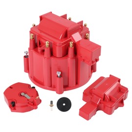 HEI Distributor Cap and Rotor Replacement For K549 SBC 283 305 307 327 350 400 BBC 454 396 427 Red Male Large Distributor Cap Rotor Kit
