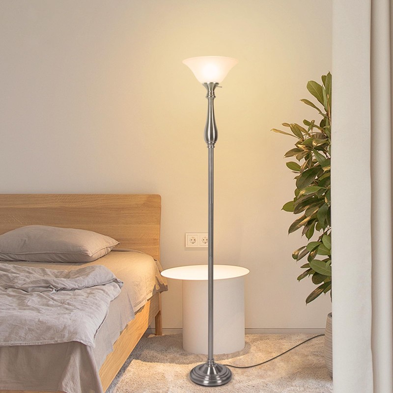 Torchiere Floor Lamp for Living Room, Standing Lamp with White