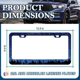 Starry Sky License Plate Frame - 2 PCS Night Sky Meteor License Plate Holder, Rust-Proof Stainless Steel Auto Parts License Plate Cover Decoration for Standard Us 12x6 Inch