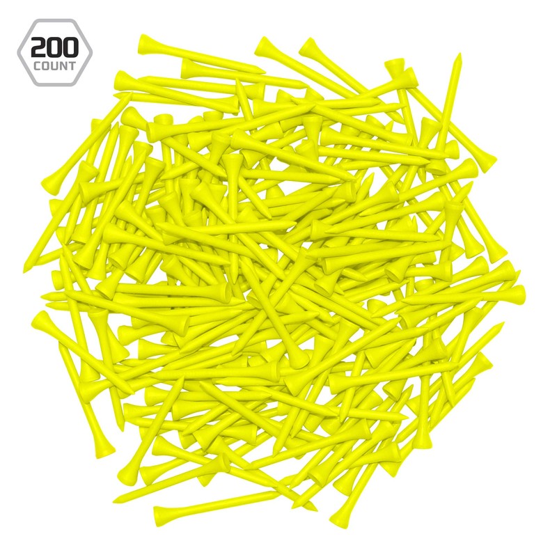 Wood Golf Tees, Neon Yellow, 3.25" (200 Tees)