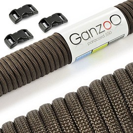Ganzoo Paracord 550 Rope + 3 x Click Fastener for Bracelet, Lead, Collar, Starter Set