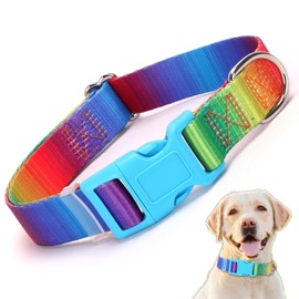 Rainbow Collar for Dogs, Stylish Pattern Design Quick Release Buckle Soft Nylon Pride Dog Collars Adjustable for Small Medium Large Pet Dogs Big Cat, Colorful L