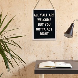 Ryeolo Howdy Welcome Sign Wooden Hanging Sign,All Y All Are Welcome But You Gotta Act Right Western Hanging Wall Art Decor For Front Door Porch Bedroom Decor House Decoration, 10.2x7.8 Inches