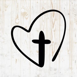 6 in Cross Heart Sticker - God Lord Religious Christian Jesus Bible Verse - Vinyl Decal for Wall Car Home Bike Bottle Phone Laptop DWSV294