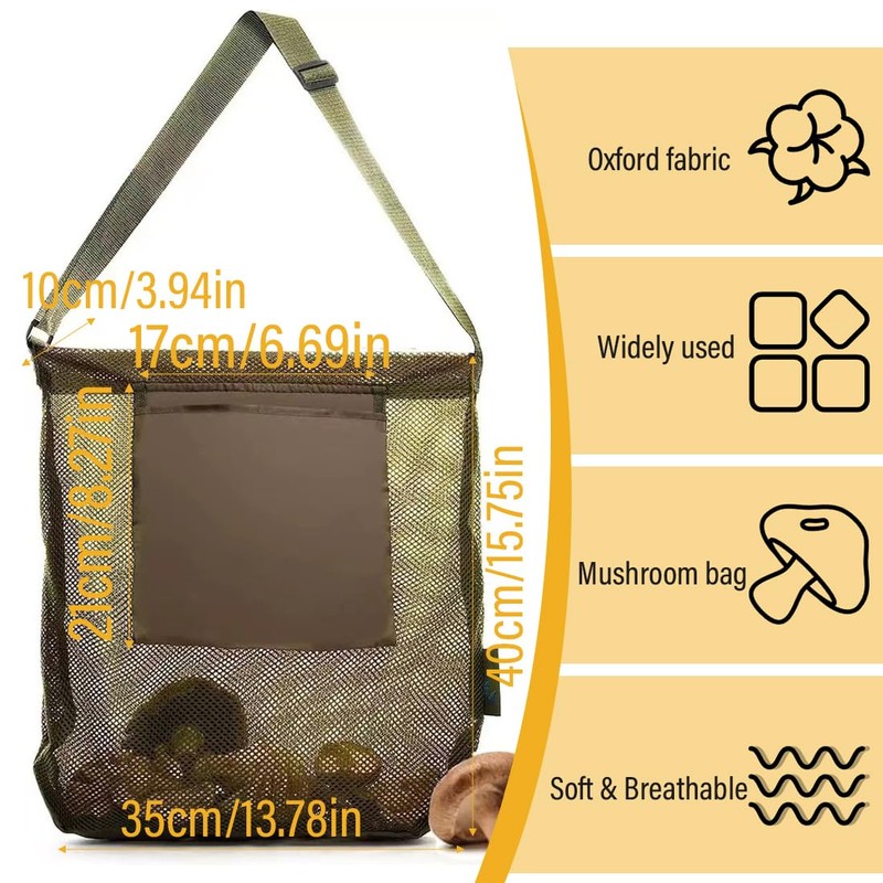 QIBZI Garden Waste Bags, Green Mushroom Picking Bag, Mesh Food