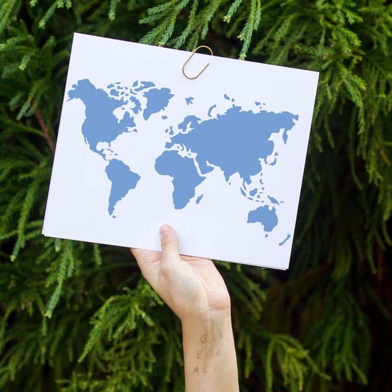 FINGERINSPIRE World Map Stencil Template 29.7x21cm Plastic Map Painting Stencil