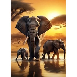 TOSTOG Diamond Painting Kits for Adults,Elephant Family 5D DIY Diamond Art Kit Full Drill Diamond Crystal Rhinestone Arts and Crafts Picture for Home Wall Decor 30x40cm