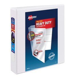Avery Heavy-Duty View Binder, 1 1/2" One Touch Slant Rings, 400-Sheet Capacity, White, Pack of 1