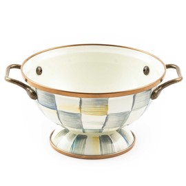 MACKENZIE-CHILDS Enamel Bowl, Serving Bowl for Entertaining, Simply Anything Bowl, Gray-and-White Sterling Check