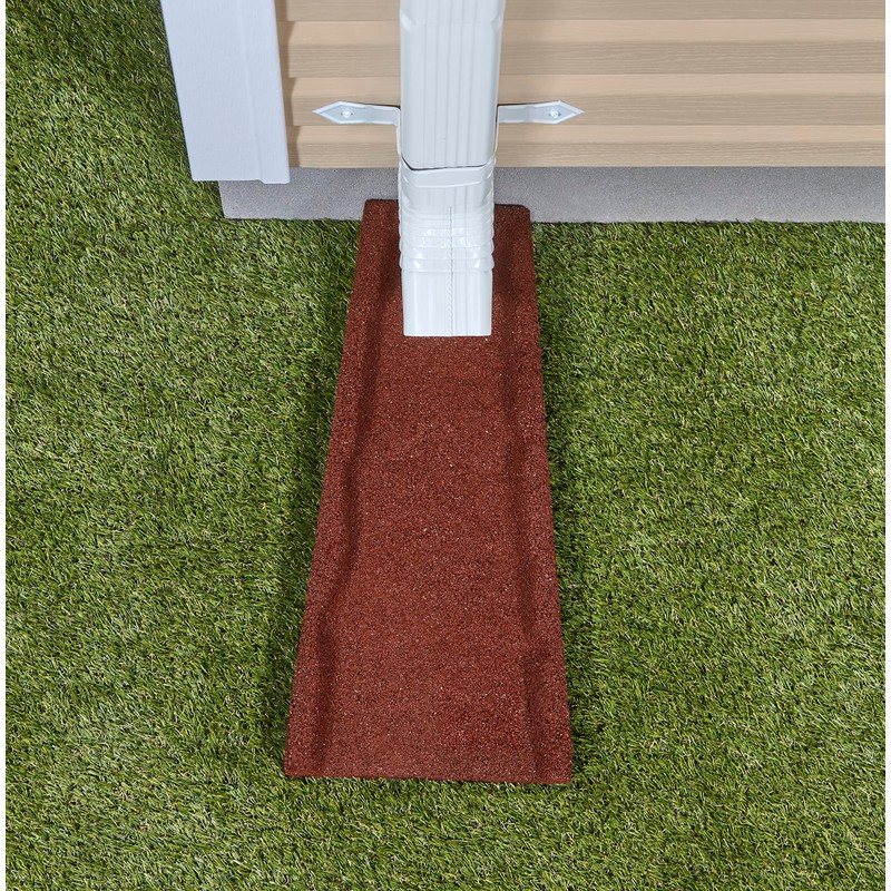 Rubberific Premium Rubber Downspout Splash Block, Rain Guard, Stone Textured