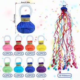 16 Pack Streamers Poppers Party Poppers Hand Throw Streamers for Birthday Wedding Graduation Engagement Retirement Party Supplies (Colorful)