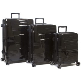 Dejuno Lumos New Generation Hardside Expandable Spinner Luggage, Black, 3-Piece Set