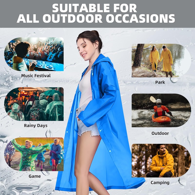 Trenovo Rain Ponchos for Adults Reusable, Rain Coat for Women