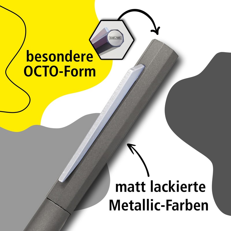 Online Octopus Ballpoint Pen, High-Quality Metal Ballpoint Pen, Grey, Replaceable