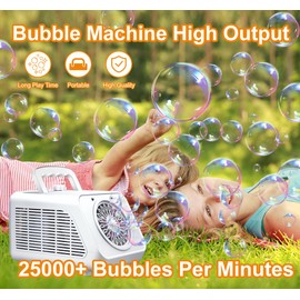 MeCids Bubble Machine, Automatic Bubble Blower with 2 Speed Modes 15000+ Bubbles Per Minute, Bubble Maker Outdoor Summer Toys for Toddlers Boys Girls Birthday Gift Wedding Party