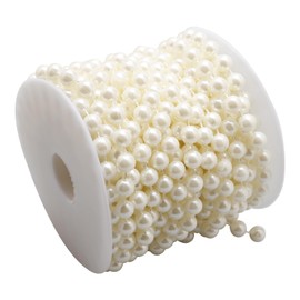 Rumyve 10m Pearl Beads String,Artificial Pearl Wire Chain Garland Ornament,Bead Garland String Bridal Accessories Decoration for DIY Christmas Wedding Baby Shower Birthday Decor(Beige)