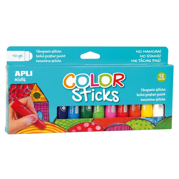 APLI Kids 14228 – Pack of 12 Tempera Paint Solid,