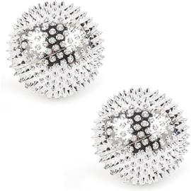 CYTGOUPER Pack of 2 Spiked Magnetic Massage Balls, 32 mm Magnetic Acupressure Ball, Acupressure Massager, Small Silver Hedgehog Ball, Metal for Stress Relief or Massage