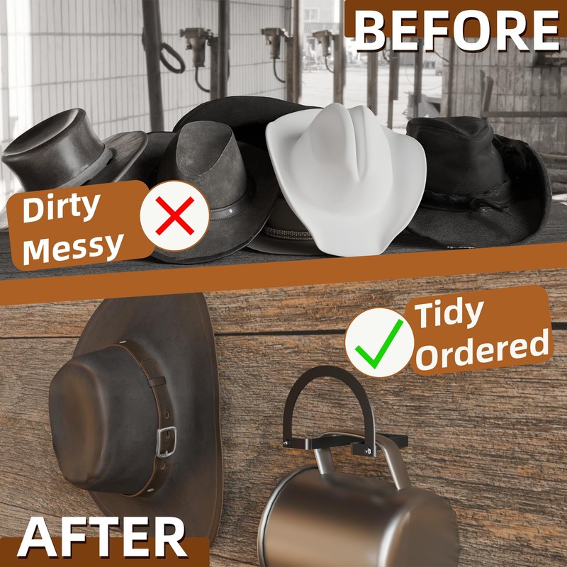 Chinpakden 4 Pack Cowboy Hat Rack - Wall Mount Cowboy