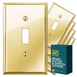 Rio Salto BRASS High Polished Gold Toggle Flip Switch Light Switch Cover – Signature Collection Premium Outlet Covers Wall Plates Shiny Gold 5-Pack Standard Size 2.75" X 4.50"