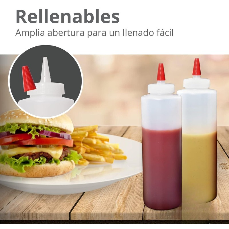 U Chef Juego de 6 Botellas de Plástico Exprimibles para