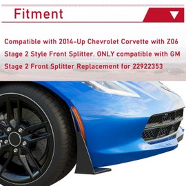 HECASA Front Bumper Lower Splitter Side Extension Winglets Compatible with 2014-Up Corvette C7 / EOS Z06 Stage 3 Style Replacement for 22922353 ABS Plastic Painted Light Gray Metallic Pair