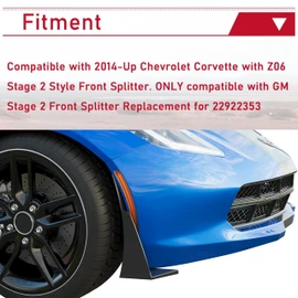 HECASA Front Bumper Lower Splitter Side Extension Winglets Compatible with 2014-Up Corvette C7 / EOS Z06 Stage 3 Style Replacement for 22922353 ABS Plastic Painted Light Gray Metallic Pair