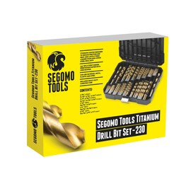 Segomo Tools 230 Piece 135 Degree High Speed Drill Bits | Drill Bit Set | Titanium Drill Bit Set | Drill Bit Kit | Set HSS Titanium Coated Drill Bit - DB230