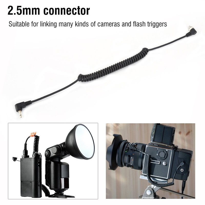 2.5mm to Male Flash PC Sync Cable, Extendable Flash Sync