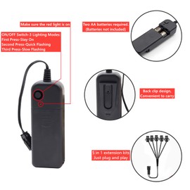 NWpangu EL Wire Neon Lights, 5 in 1(3.28Ft Each) Electroluminescent EL Wires Set for Holiday, Party, DIY Decoration, Warning Sign,5 color(3 Operation Modes)