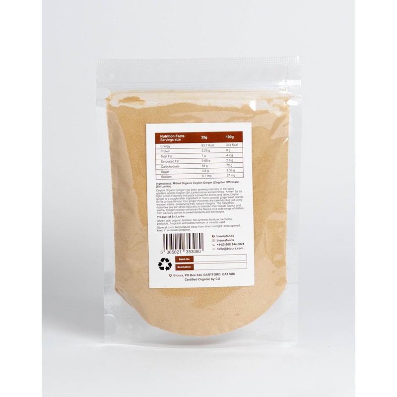 Bioura Organic Ceylon Ginger Powder 100g, Rich Aroma, Unique Flavour,