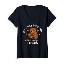 Womens Homeschool Mom Mama Bear Homeschooling Gift Teacher Mom V-Neck T-Shirt