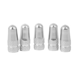 Bicycle Presta Style Wheel Rim Tire Air Valve Cap Dust Cover 5 Piece Replacement Supplies Silver
