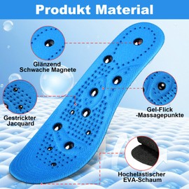 Moorstdel Magnetische Einlegesohlen,Einlegesohle kann frei geschnitten werden, Magnetischen Akupressur Einlegesohlen für Männer und Frauen, Bequemeund Atmungsaktive（Blau, Größen: 35-40）
