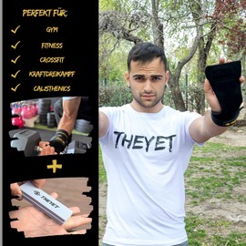 Theyet Crossfit Grips Fitness Gloves Men and Women Lifting Straps with Wrist Support Training Gloves Grips Made of Leather without Holes for Gym Calisthenics Powerlifting and Strength Training