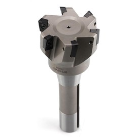 OSCARBIDE R8 Shank Indexable End Mill, 2-1/2" Cutting Dia, 6-1/4" Length, 90°, 6 Flutes, Nickel Plated, 6pcs APKT1604 Inserts