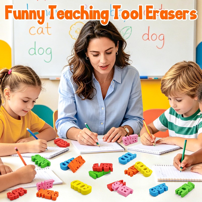 30pcs Phrases Pencil Erasers, Bulk Positive Phrases Erasers Encourage Eraser