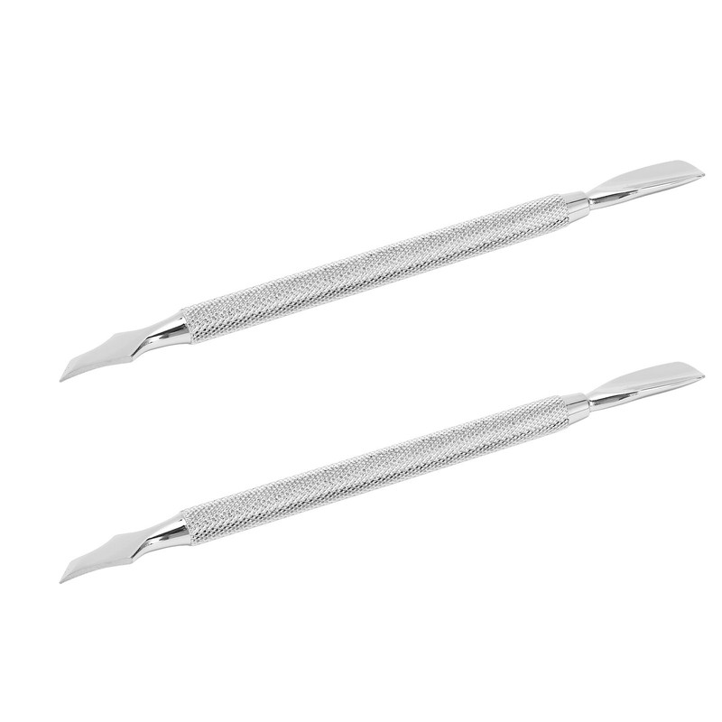 2Pcs Dual Ended Cuticle Pusher Stainless Steel Multipurpose Portable Cuticle