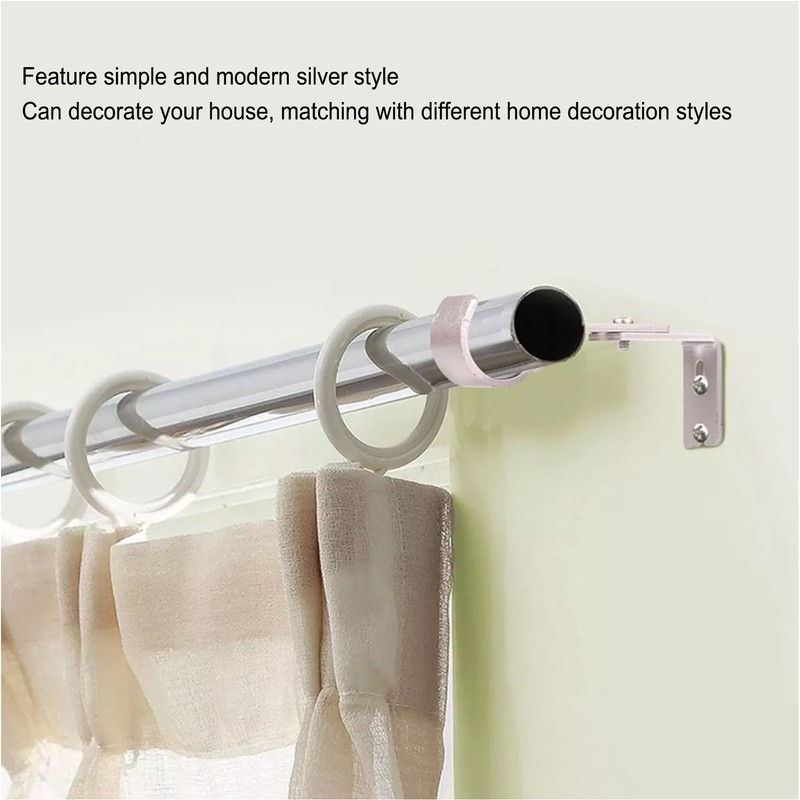 6PCS Curtain Rod Brackets Iron Adjustable Window Curtain Rod Support