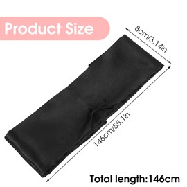 Gjinxi Black Satin Sleep Mask, Silk Satin Blindfold Comfortable Eye Mask Sleep Mask Soft Adjustable Blackout Eye Cover Silk Sleeping Mask Shade for Night Sleeping Valentine's Day Gift(145cm/57inch)