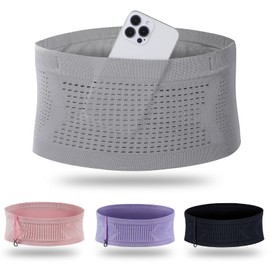 LifeSprint Running Pouch, Running Belt, Tightly Attached, Ultra Lightweight, Compact, Washable, gray, M