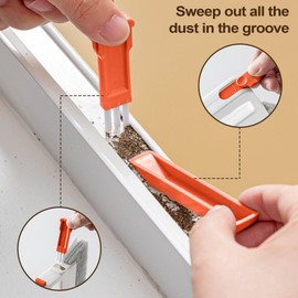 Window Groove Cleaning Brush - Door Window Track Cleaning Tools - Ergonomic Sturdy Duster with Removable Head Wipes for Tile Glass Vent Household Bathroom Kitchen