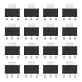 Micro Traders 50pcs 1A AMS-1117 Voltage Regulator Chip 3-Terminals Regulator Surface Mounted Voltage Regulator Power Supply Voltage SOT-223 for Electronic DIY Project, 5V