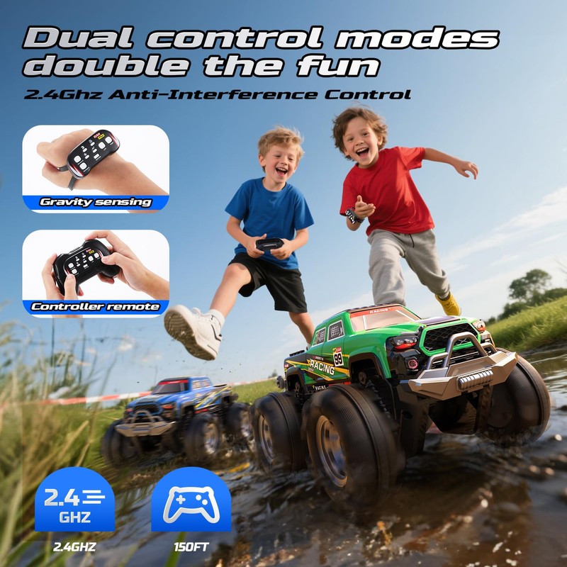 DEERC Amphibious Remote Control Car Green