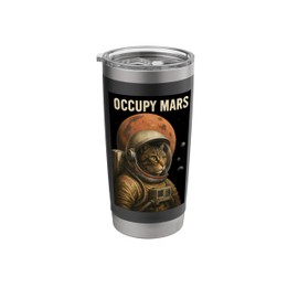 Cat Astronaut Occupy Mars Space Exploration Cat Stainless Steel Insulated Tumbler