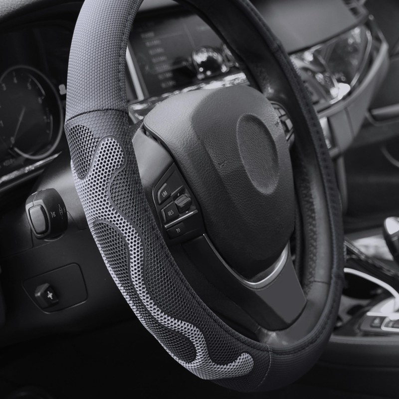 Elantrip Leather Steering Wheel Cover Great Grip with 3D Honeycomb