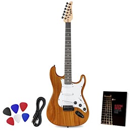 LyxPro CS 39” Electric Guitar Kit for Beginner, Intermediate & Pro Players with Guitar, Amp Cable, 6 Picks & Learner’s Guide | Solid Wood Body, Volume/Tone Controls, 5-Way Pickup - Mahogany